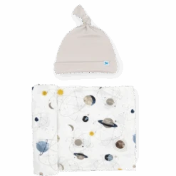 Little Unicorn Stretch Knit Swaddle And Hat Set | Planets(Little Unicorn Stretch Knit Swaddle And Hat Set Planets)
