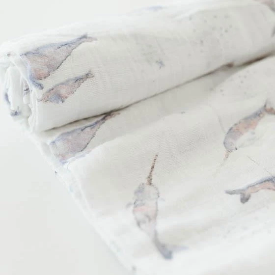 Little Unicorn Cotton Muslin Swaddle Blanket | Narwhal(Little Unicorn Cotton Muslin Swaddle Blanket Narwhal) 3 Little Unicorn Cotton Muslin Swaddle Blanket | Narwhal(Little Unicorn Cotton Muslin Swaddle Blanket Narwhal) - Image 3