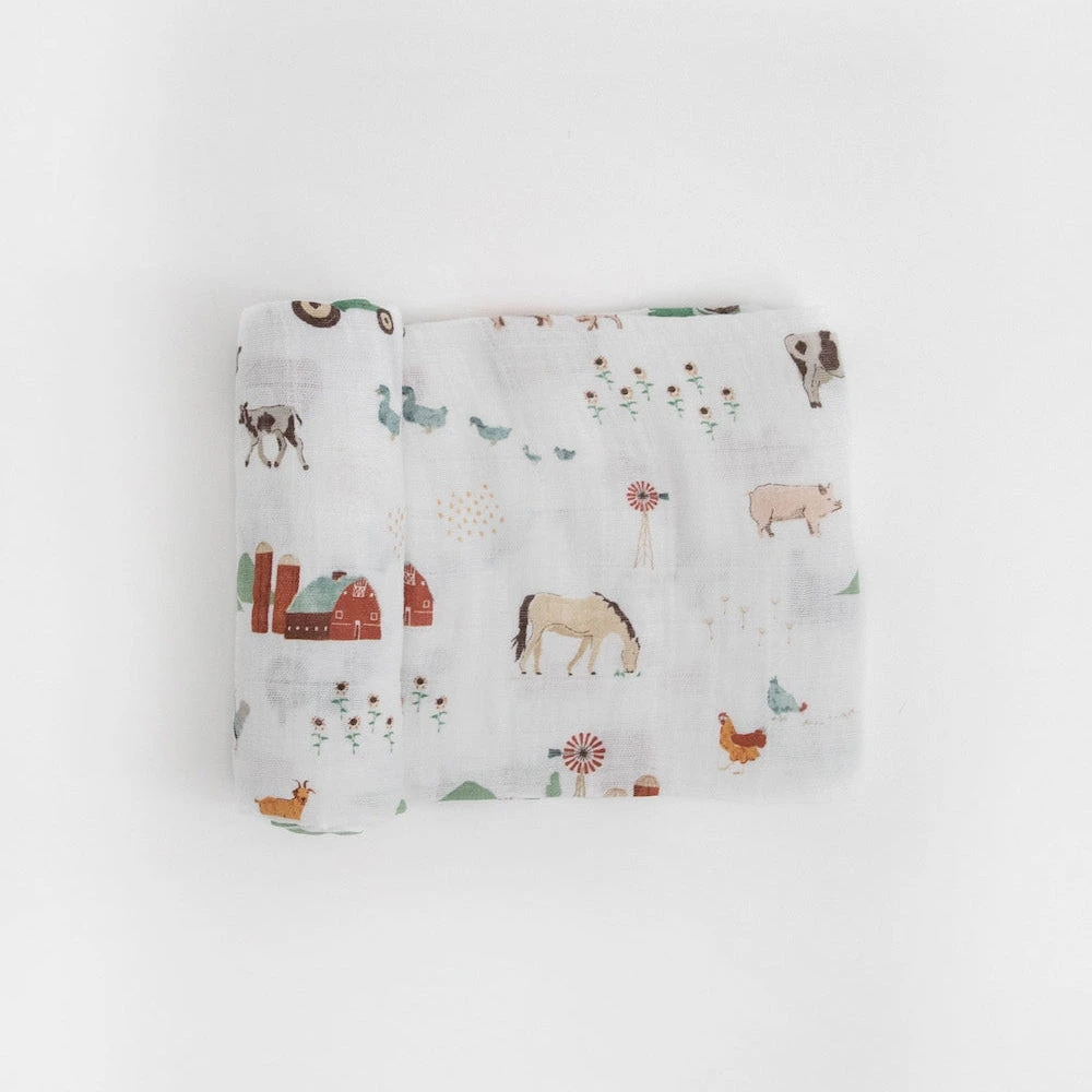 Little Unicorn Cotton Muslin Swaddle Blanket | Farmyard(Little Unicorn Cotton Muslin Swaddle Blanket Farmyard) 1 Little Unicorn Cotton Muslin Swaddle Blanket | Farmyard(Little Unicorn Cotton Muslin Swaddle Blanket Farmyard)