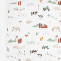 Little Unicorn Cotton Muslin Crib Sheet | Farmyard(Little Unicorn Cotton Muslin Crib Sheet Farmyard)