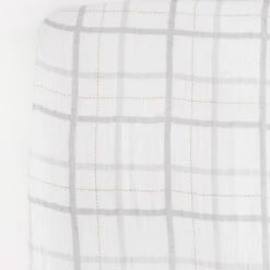 Little Unicorn Cotton Muslin Crib Sheet | Grey Plaid(Little Unicorn Cotton Muslin Crib Sheet Grey Plaid)