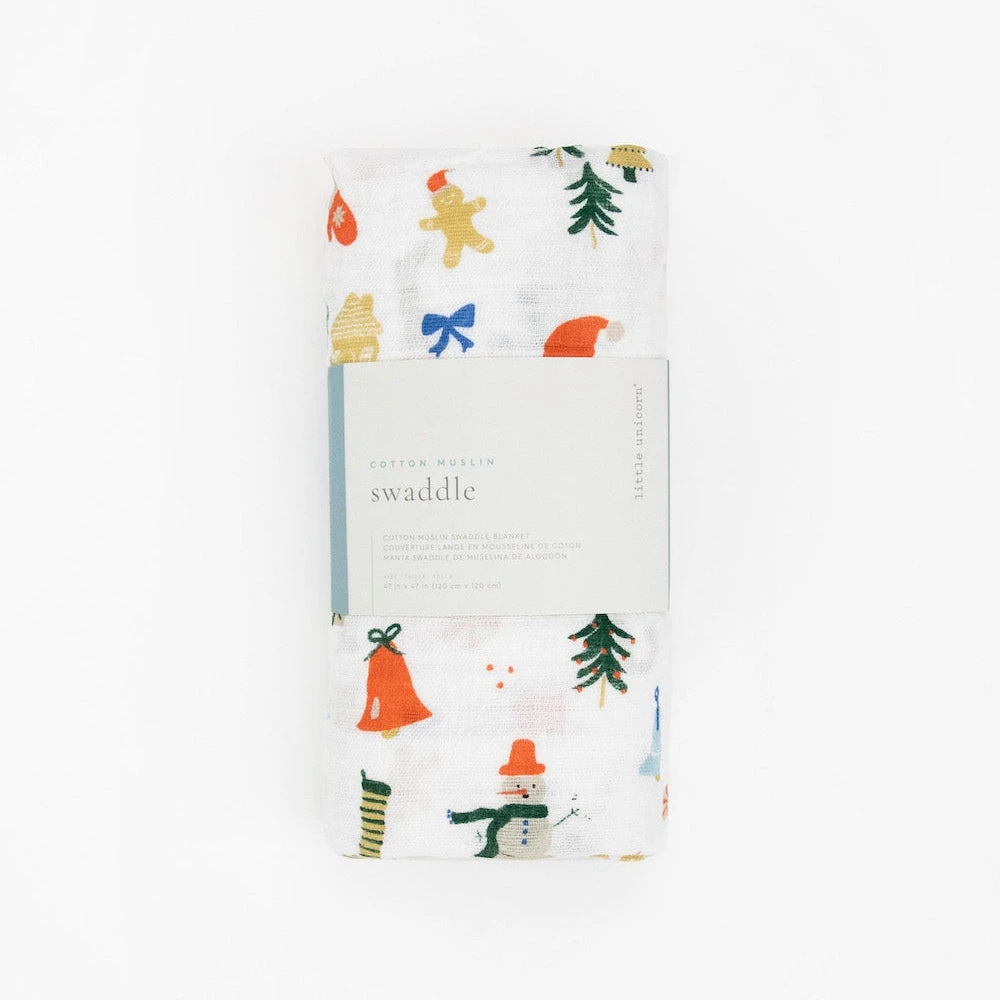 Little Unicorn Cotton Muslin Swaddle Blanket | Christmas Time(Little Unicorn Cotton Muslin Swaddle Blanket Christmas Time) 5 Little Unicorn Cotton Muslin Swaddle Blanket | Christmas Time(Little Unicorn Cotton Muslin Swaddle Blanket Christmas Time) - Image 5