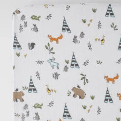 Little Unicorn Cotton Muslin Crib Sheet | Forest Friends(Little Unicorn Cotton Crib Sheet Forest Friends)