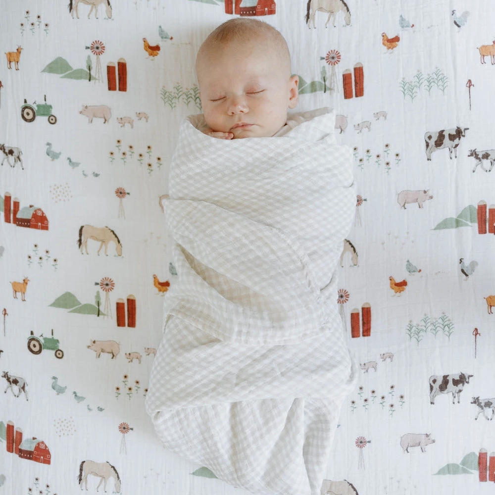 Little Unicorn Cotton Muslin Crib Sheet | Farmyard(Little Unicorn Cotton Muslin Crib Sheet Farmyard) 8 Little Unicorn Cotton Muslin Crib Sheet | Farmyard(Little Unicorn Cotton Muslin Crib Sheet Farmyard) - Image 8